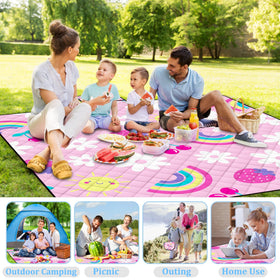 Poedist pink machine-washable picnic blanket easy to clean after adventures.