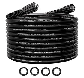 POHIR 25ft pressure washer hose with 4000 PSI capacity for versatile cleaning tasks.