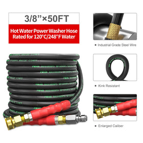 POHIR kink-resistant hose stays flexible during driveway cleaning.