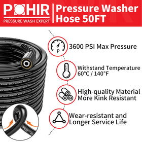 POHIR 50ft hose with connectors for flexible reach.
