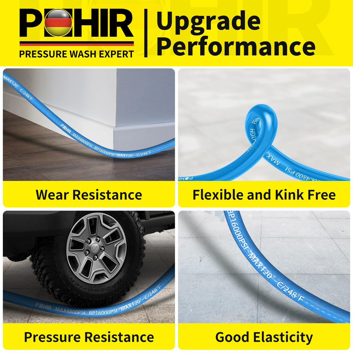 POHIR hot-water capability up to 248F for thorough cleaning