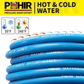 POHIR 50ft hose ideal for large-area cleanups