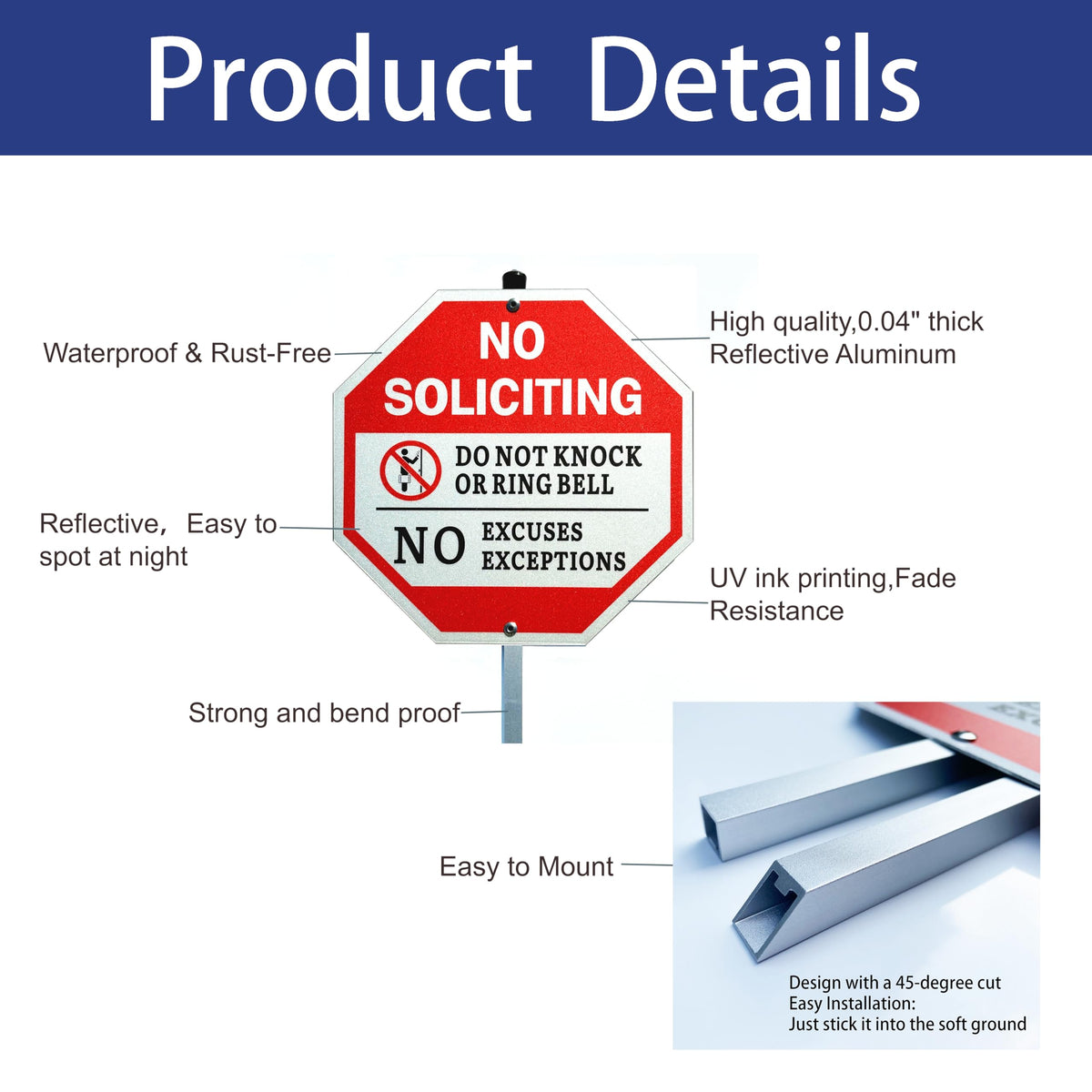 Poicrm yard stake sign shown in garden area, easy installation for property protection