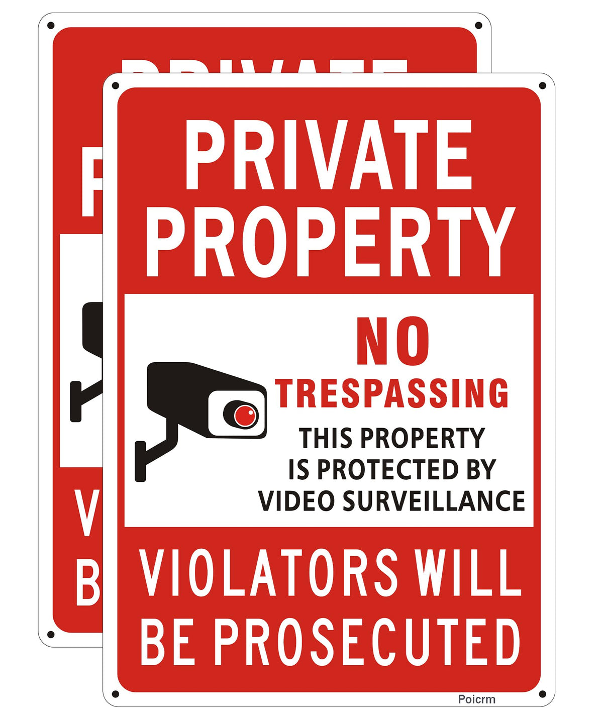 Poicrm no-trespassing sign 14x10, high-contrast visibility to deter intruders