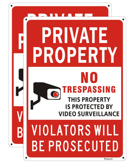 Poicrm no-trespassing sign 14x10, high-contrast visibility to deter intruders