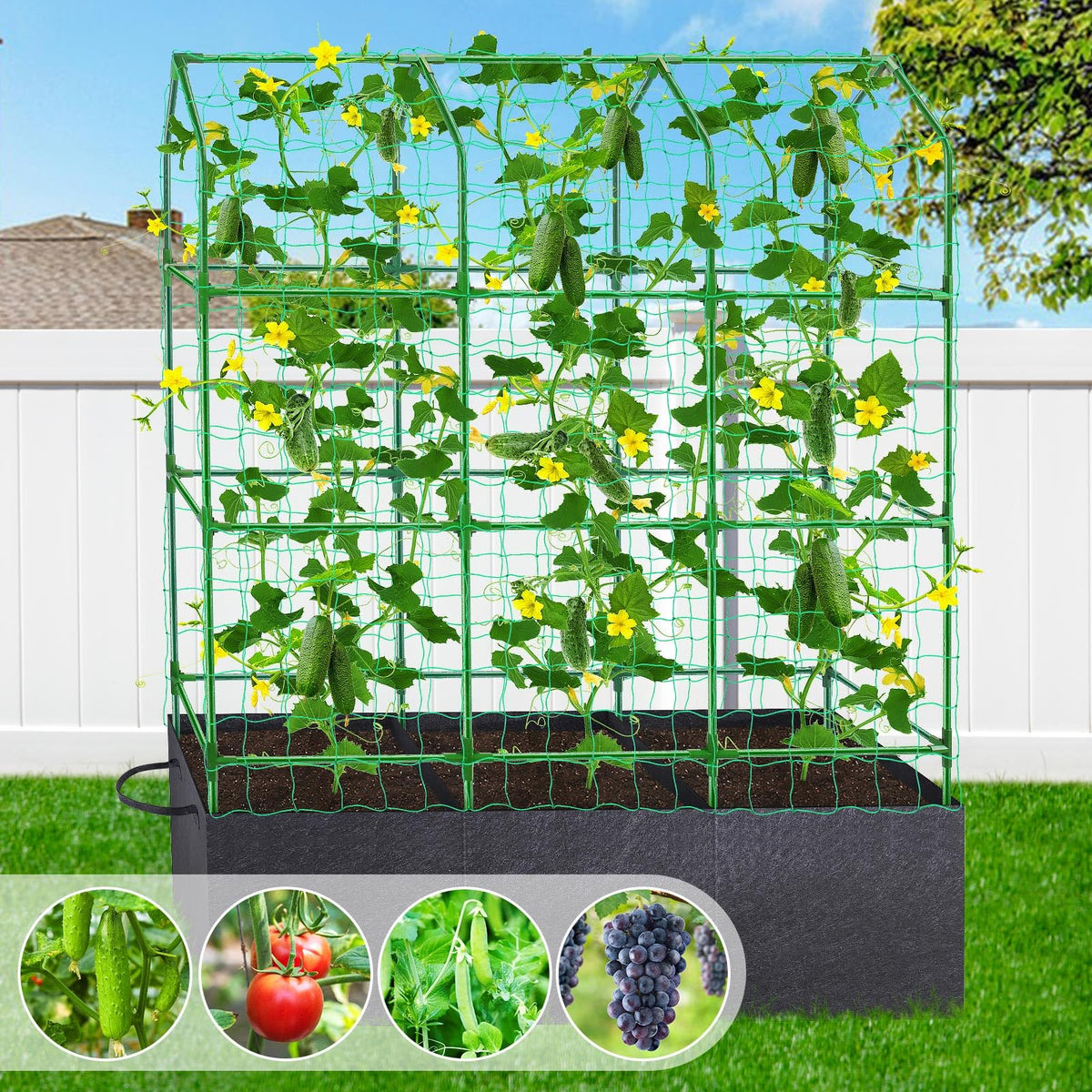 POILKMNI climbing net section offers a sturdy frame for vines to grip.