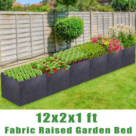 POILKMNI six-compartment bed demonstrates organized planting for herbs and flowers.