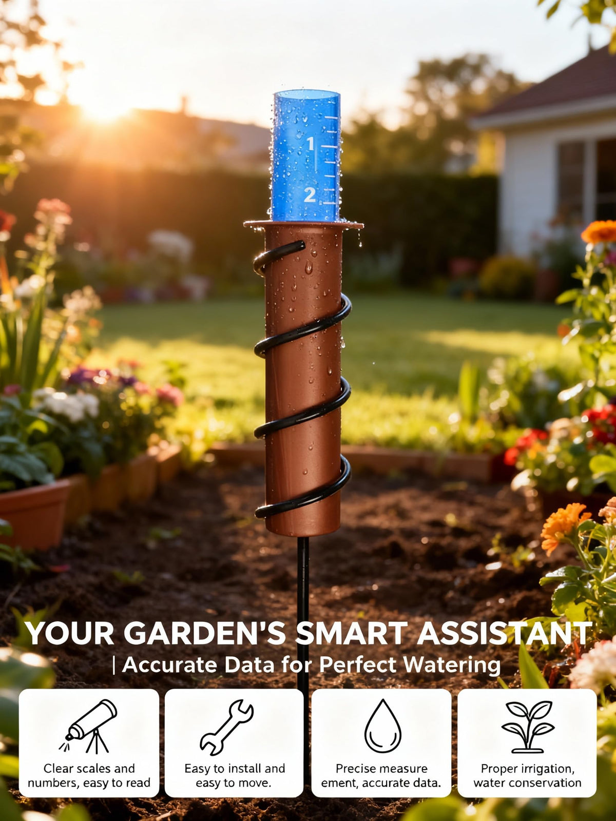 POJUZILE rain gauge rapid-drain design clears in seconds after rainfall.