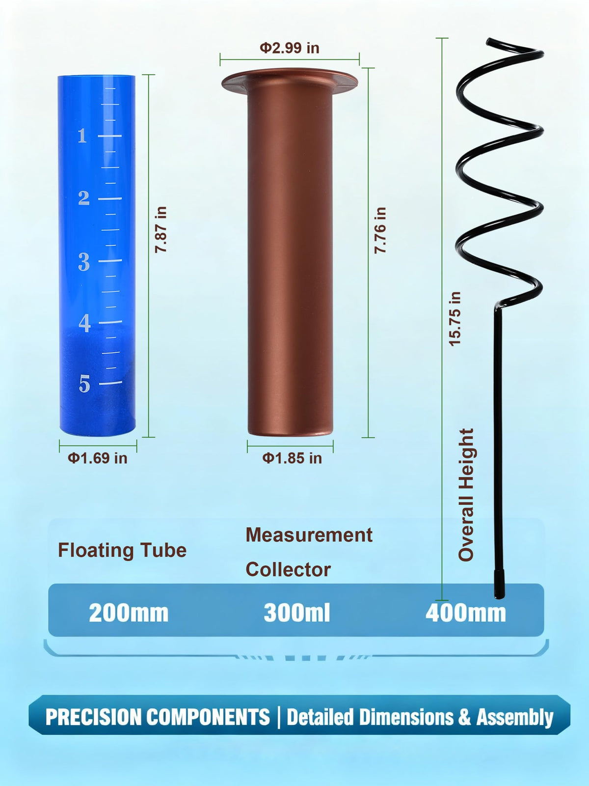 POJUZILE rain gauge stake placement shows secure garden installation.