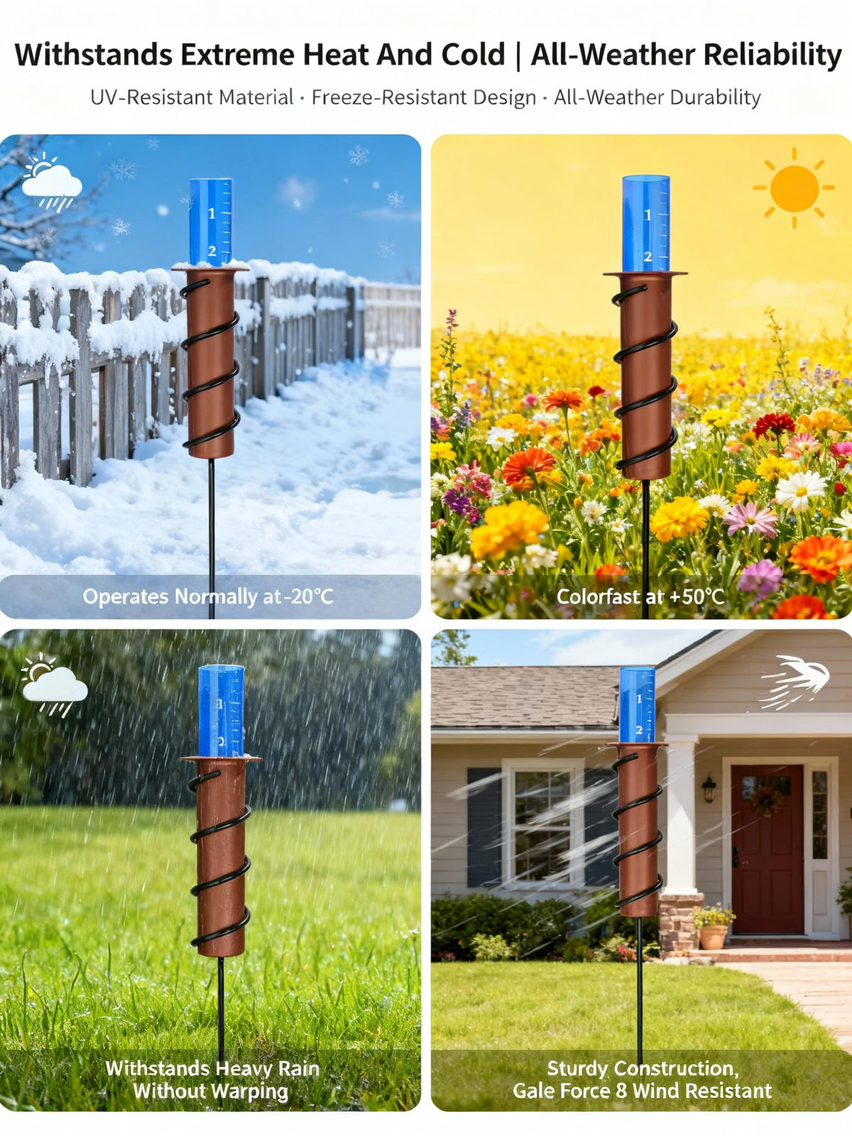 POJUZILE rain gauge UV-resistant plastic withstands sun exposure and seasonal weather.