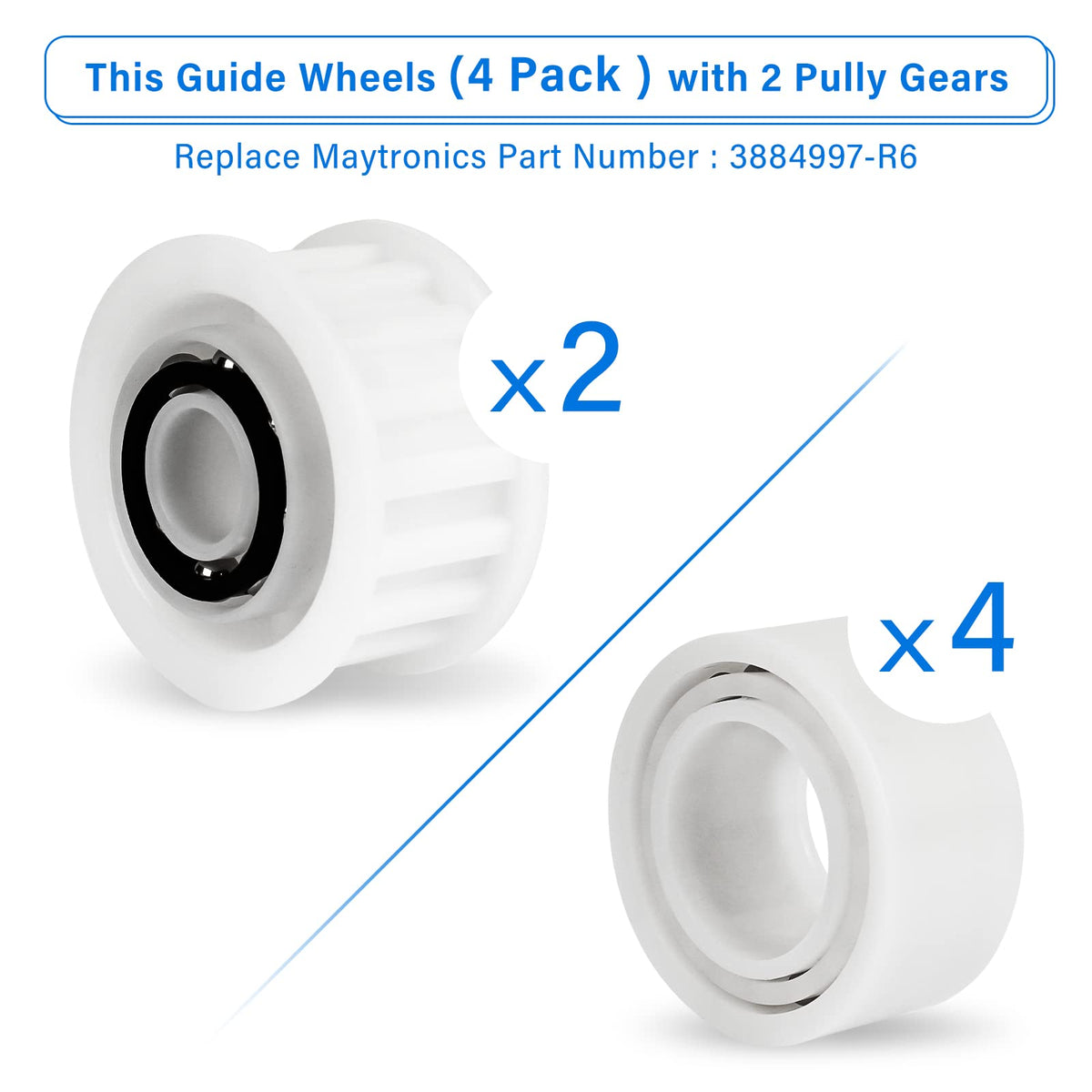 Pokin guide wheels 3884997-R6 support smooth track movement in Dolphin cleaners.