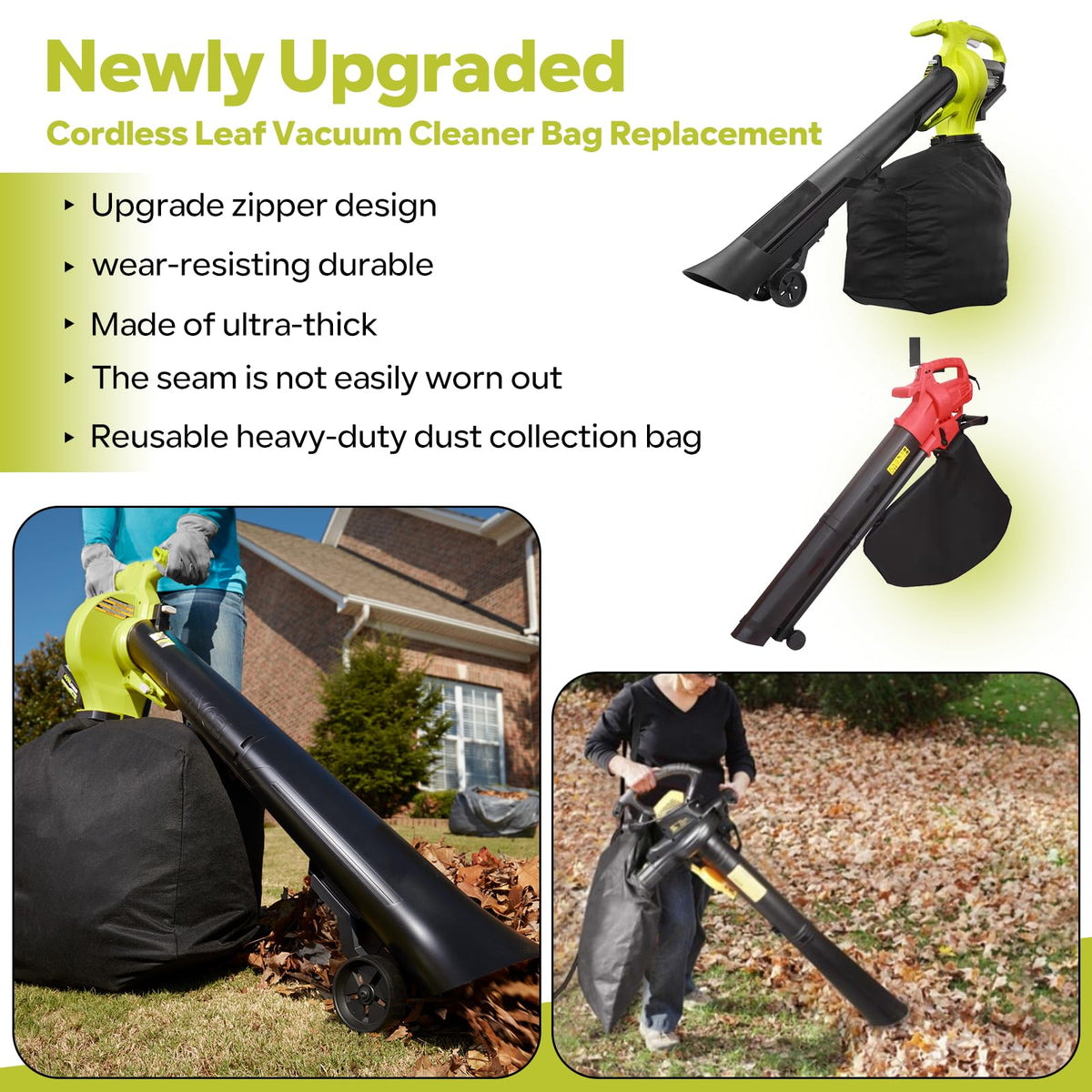 Pokin heavy-duty leaf bag material with reinforced seams.