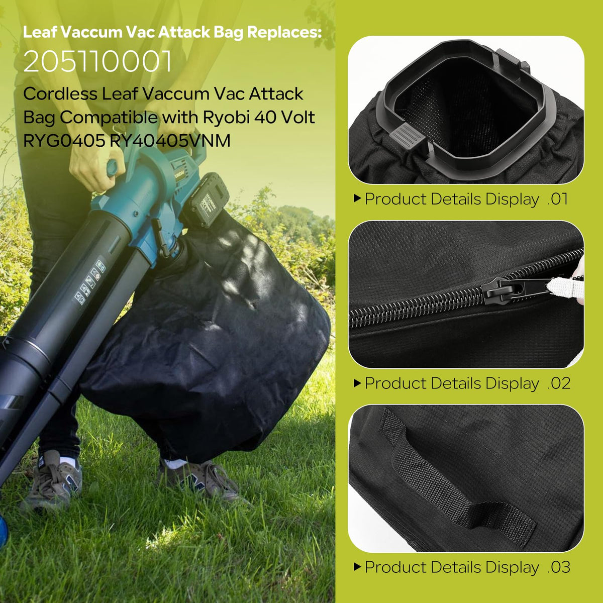 Pokin Ryobi 40V compatibility bag for RY40405/RY40405VNM fits securely.