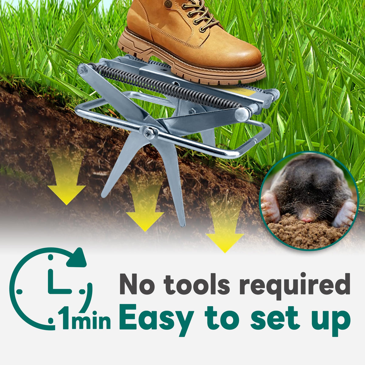 POlAFLEX galvanized steel mole trap demonstrates rust proof durability for seasons of use