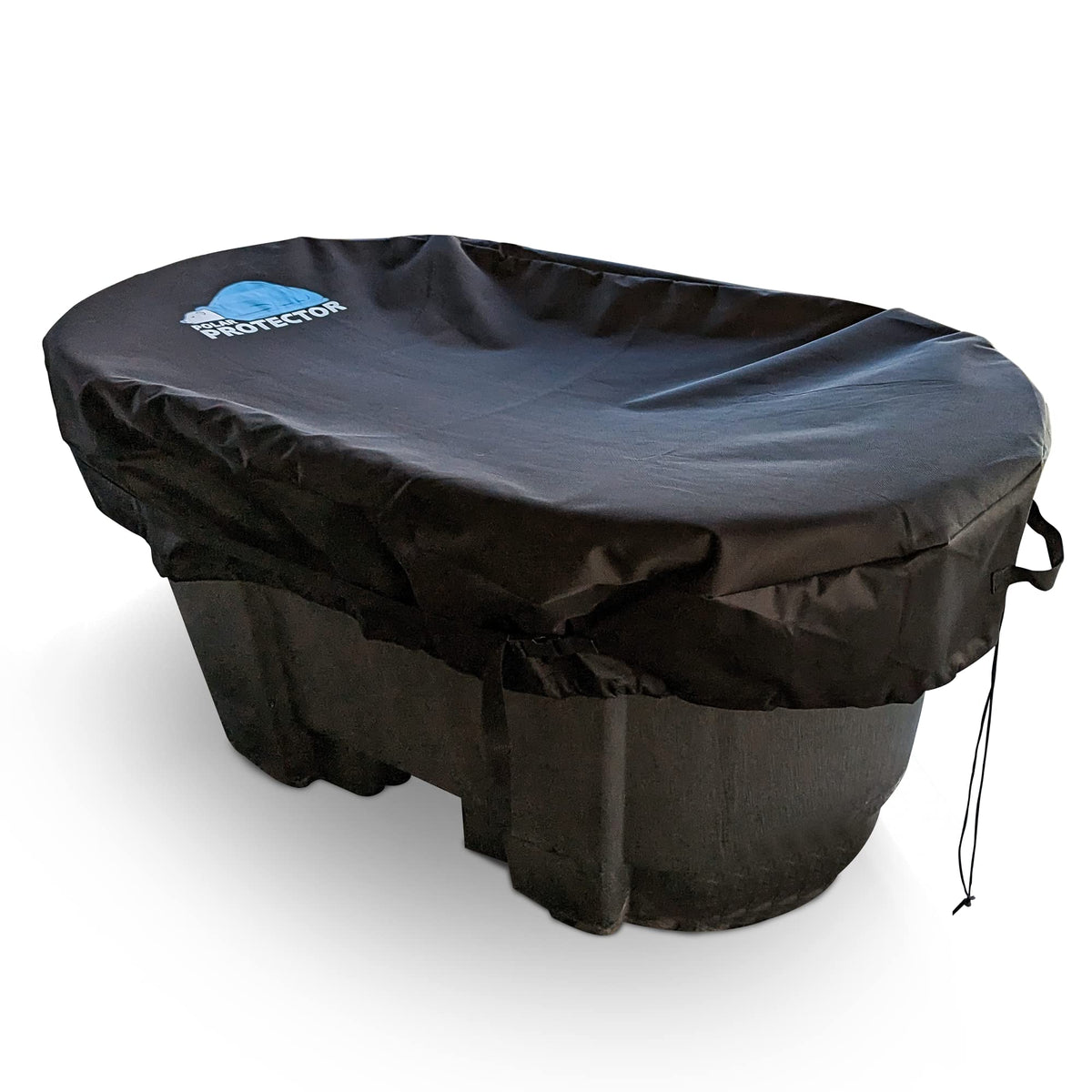 Polar Protector 100 gallon oval stock tank cover reduces debris entry.