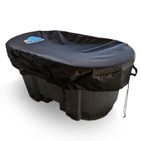 Polar Protector 100 gallon oval stock tank cover reduces debris entry.