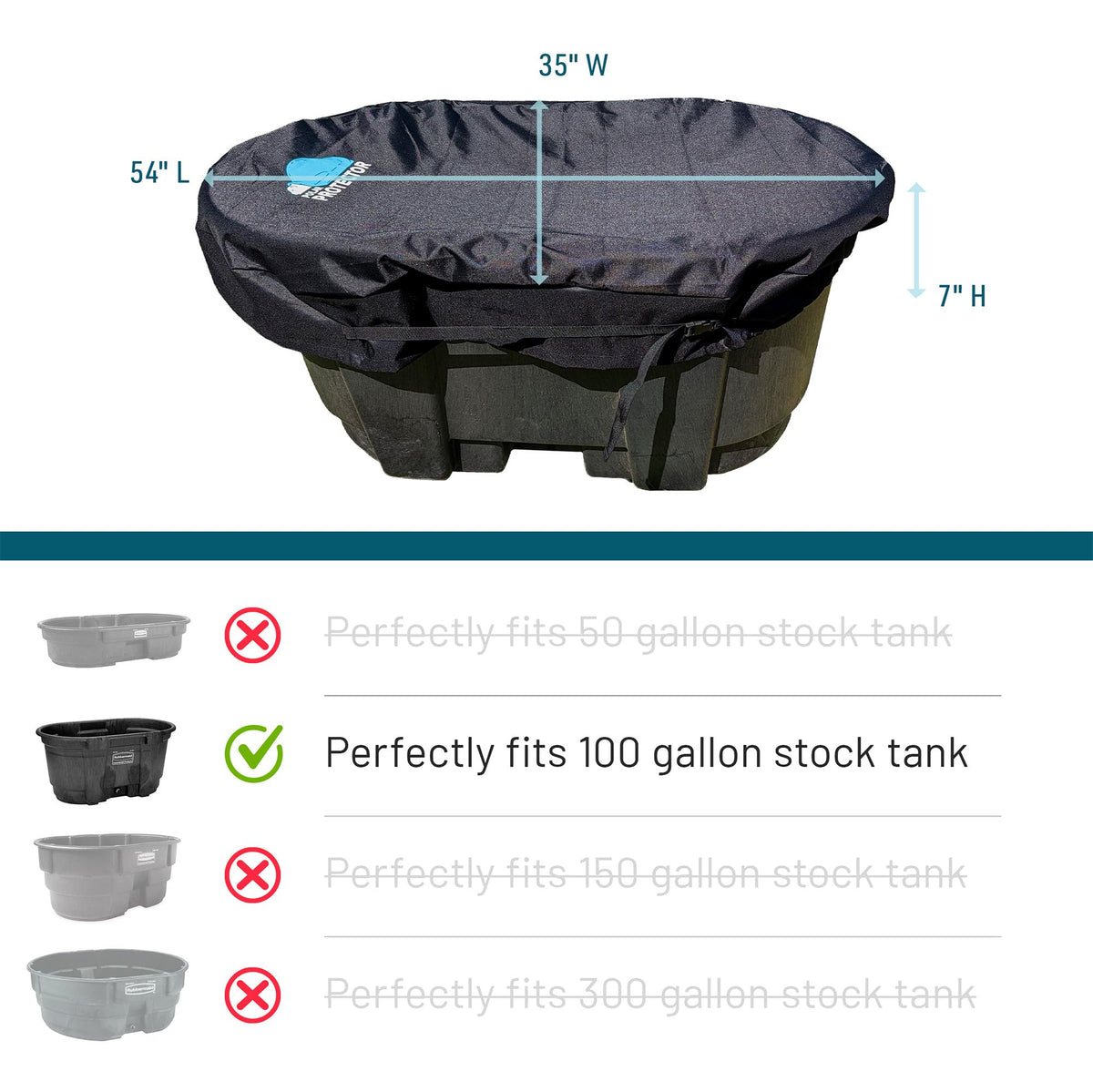 Polar Protector waterproof oval stock tank cover preserves clean water.