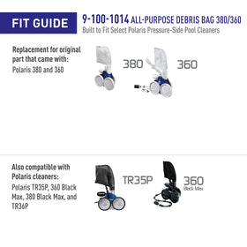 Polaris bag compatible with 380/360 cleaners for replacement.