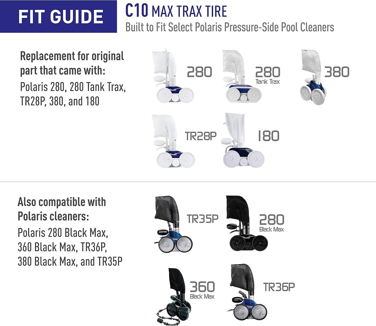 Polaris C10 tire durability built to last in pool cleaning conditions