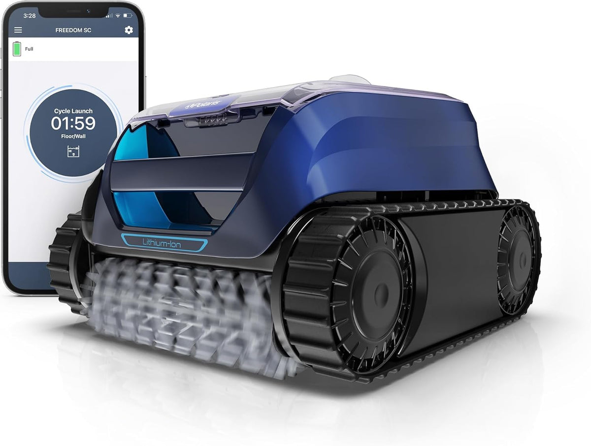 Polaris Freedom SC on pool floor cleans quickly and thoroughly.