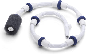 Polaris Sweep Hose B5 with white hose and blue wear rings sweeping debris from pool surfaces.