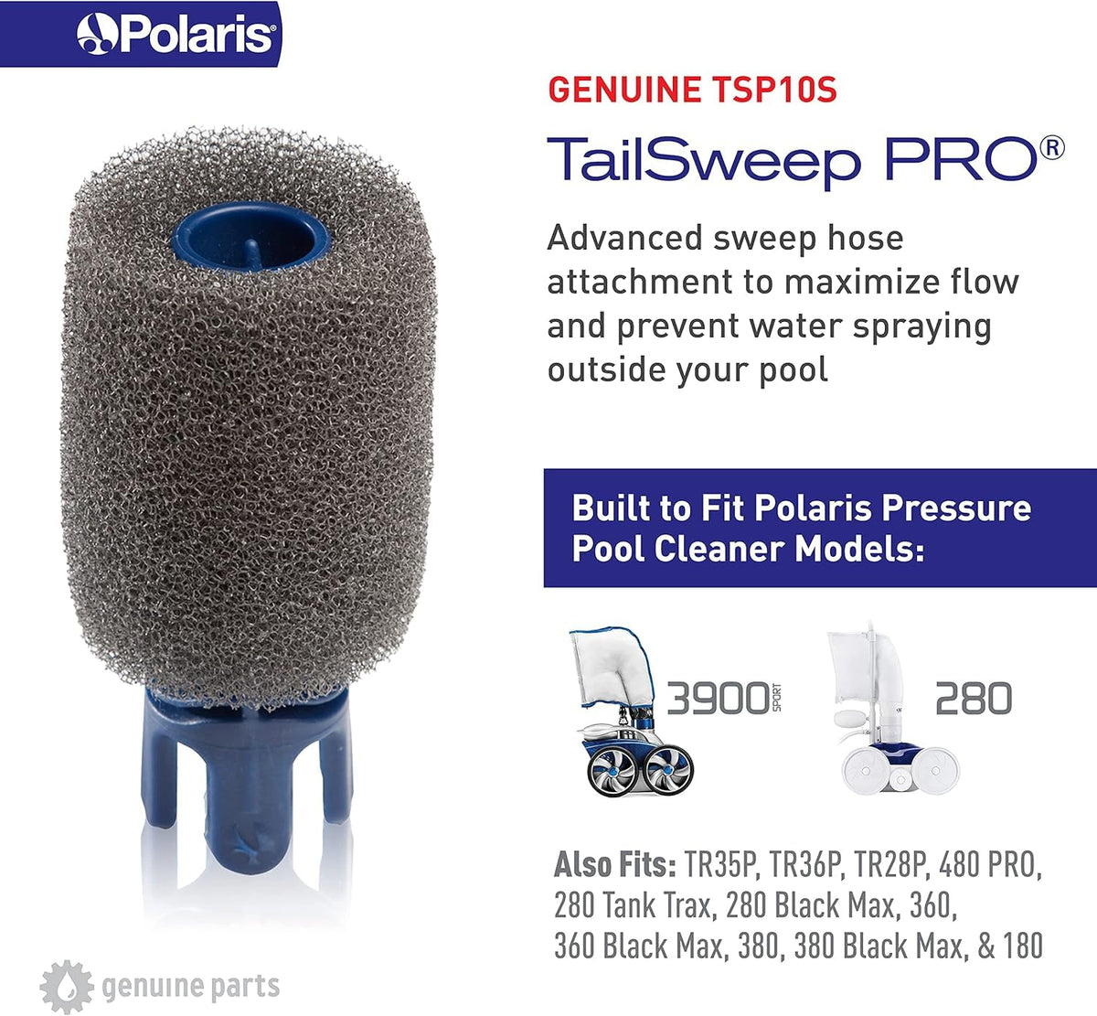 Polaris TailSweep PRO snap-on connection for quick, tool-free installation.