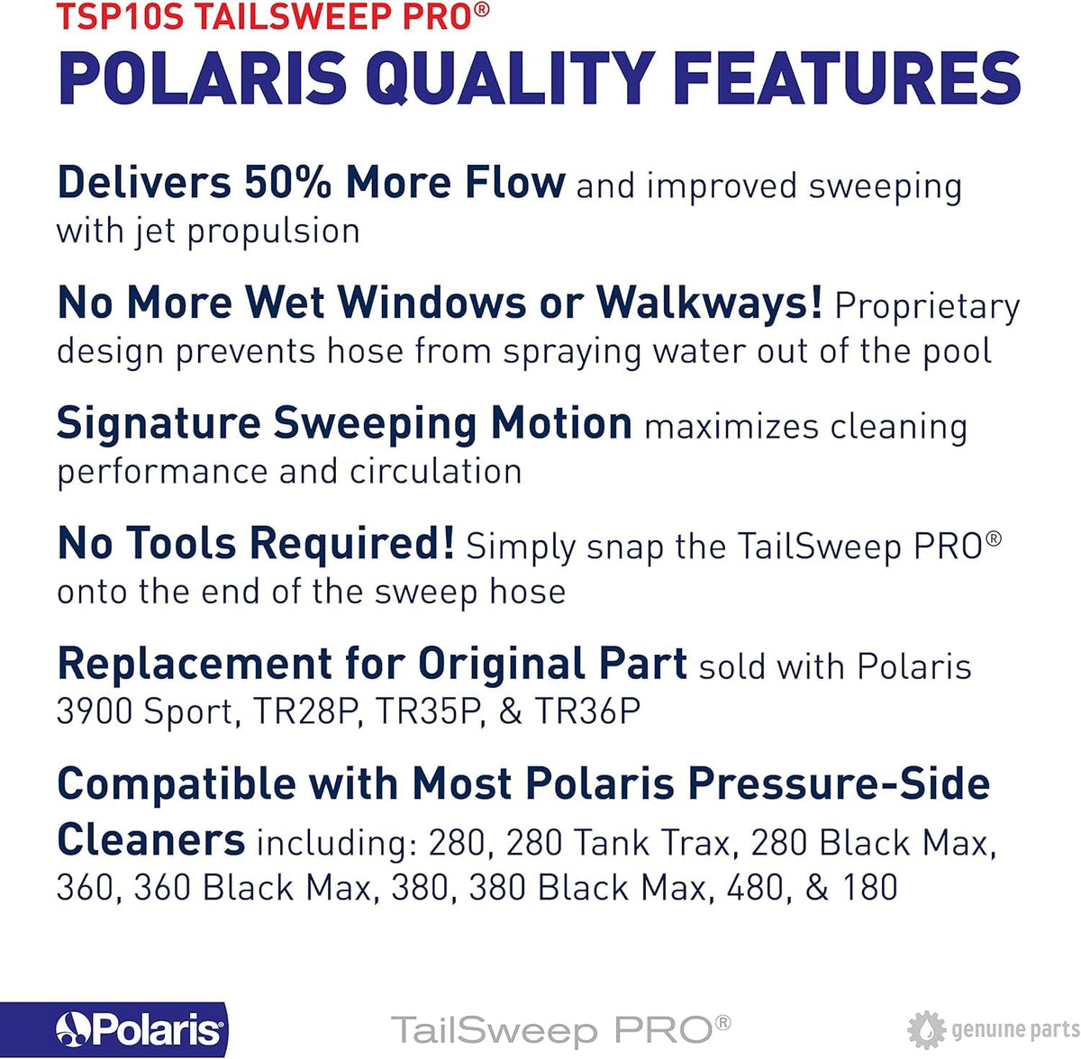 Polaris TailSweep PRO enhances water flow for efficient pool cleaning.