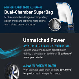 Polaris Vac-Sweep 3900 Sport cleans pool walls for comprehensive coverage.