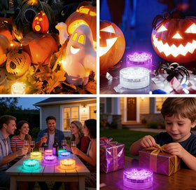 POLENTAT four-submersible lights with remote control for easy setup.