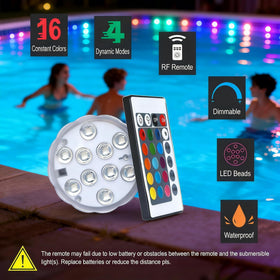 IP68 waterproof underwater lights illuminate ponds safely.