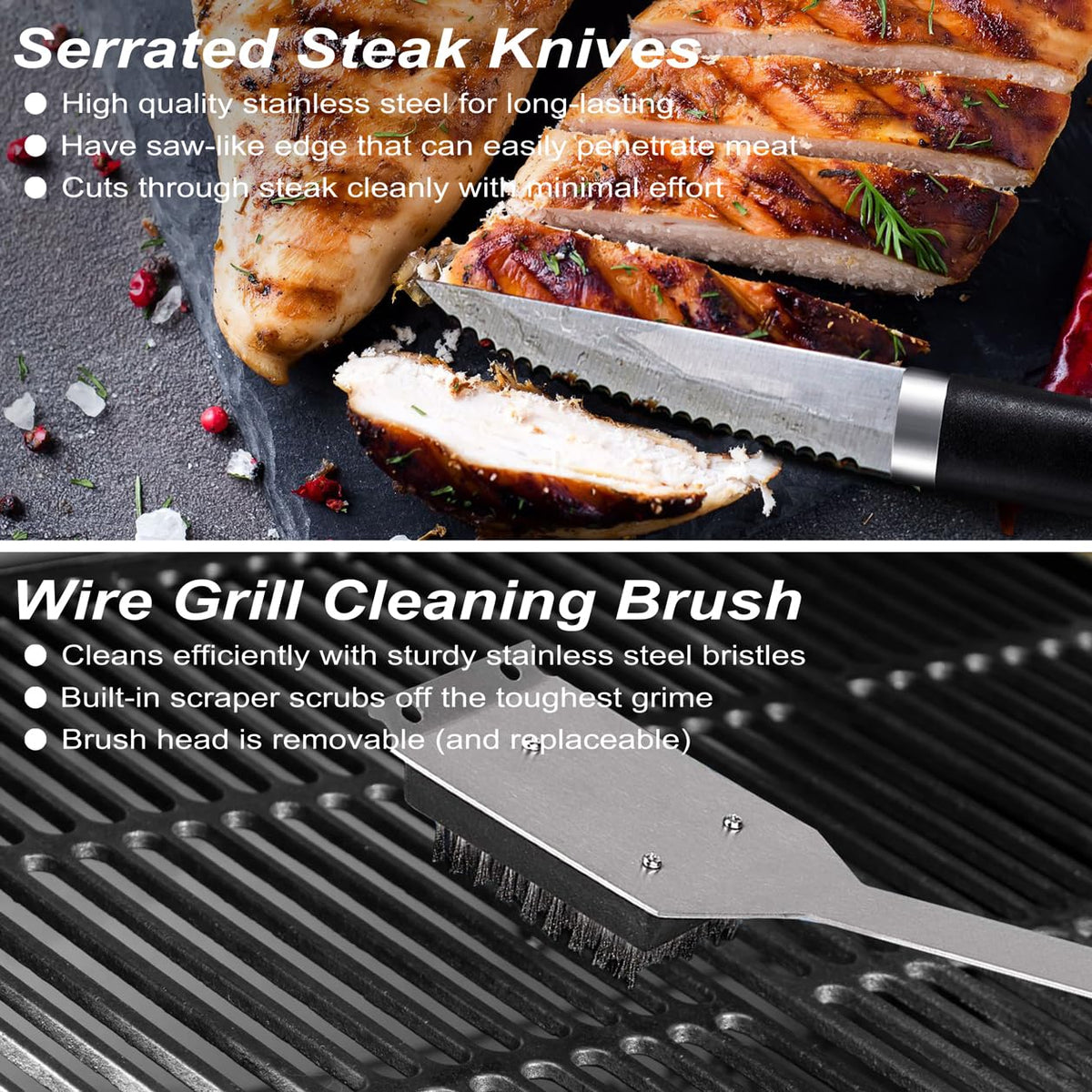 POLIGO 26pc meat thermometer measuring doneness for perfect results.