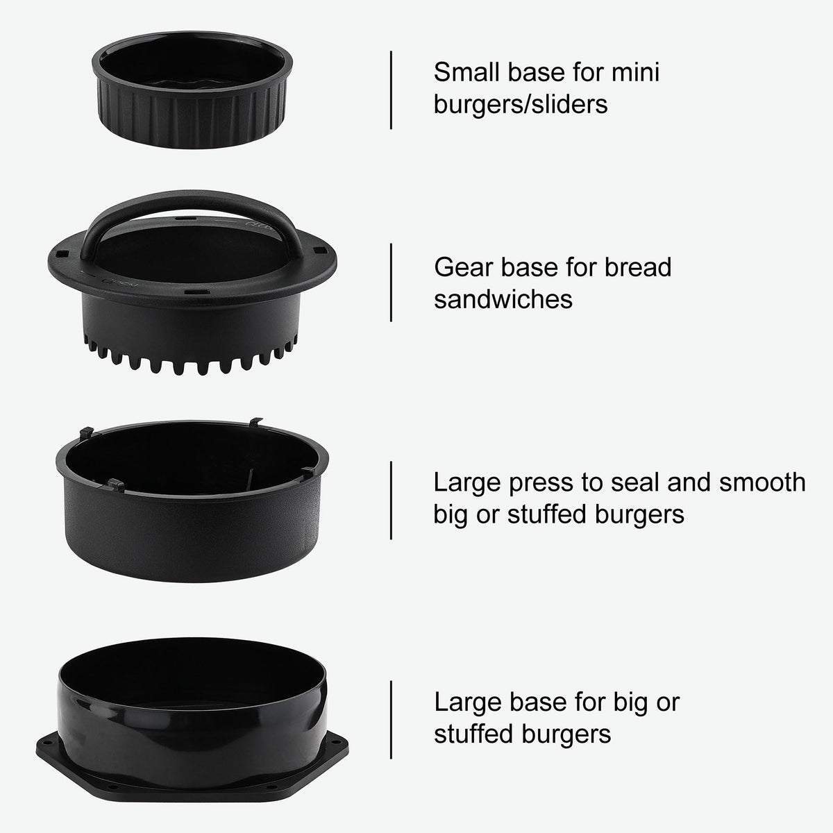 POLIGO Cast Iron Burger Smash Presses 2-pack for a precise sear.