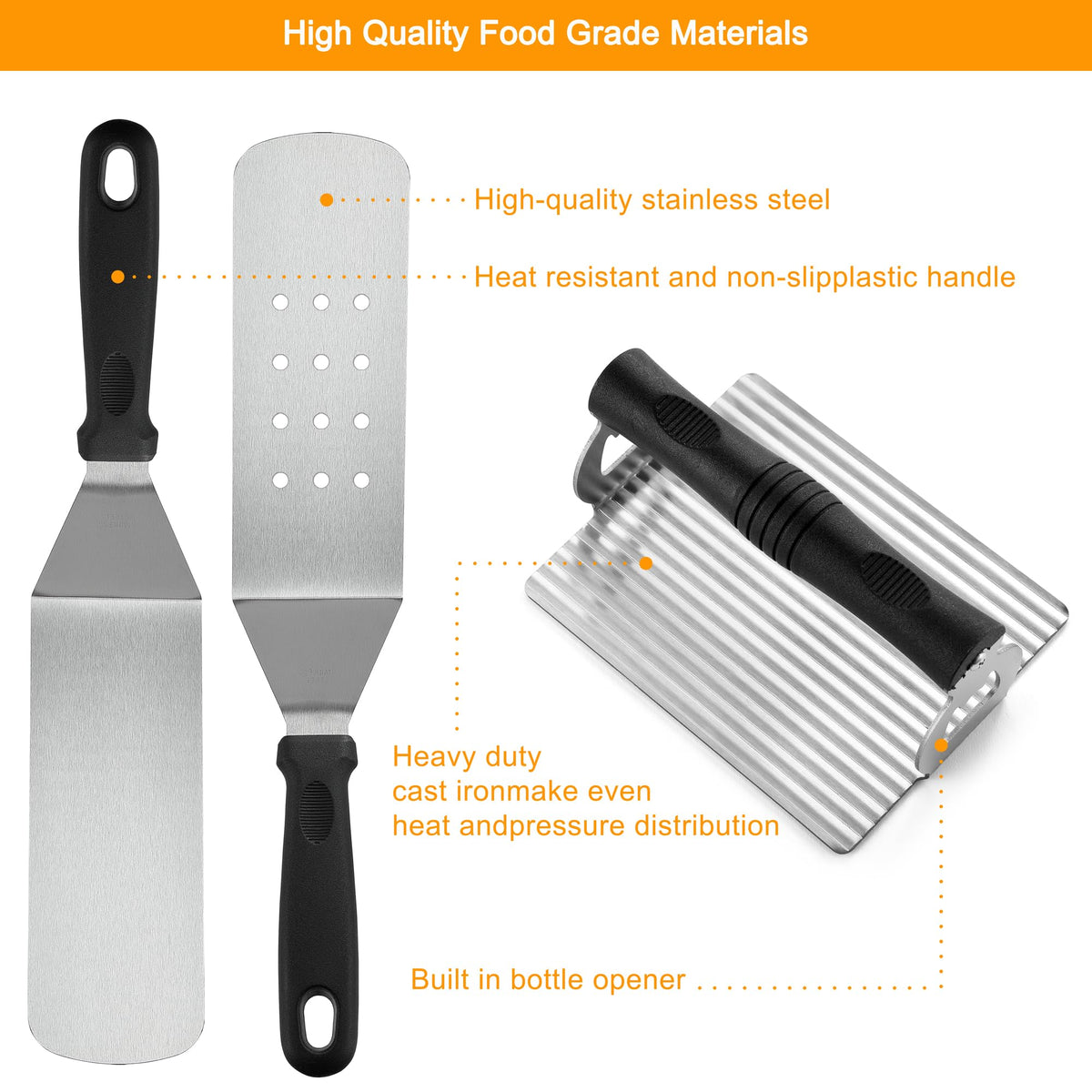 POLIGO extra-wide burger spatula ideal for precise flipping