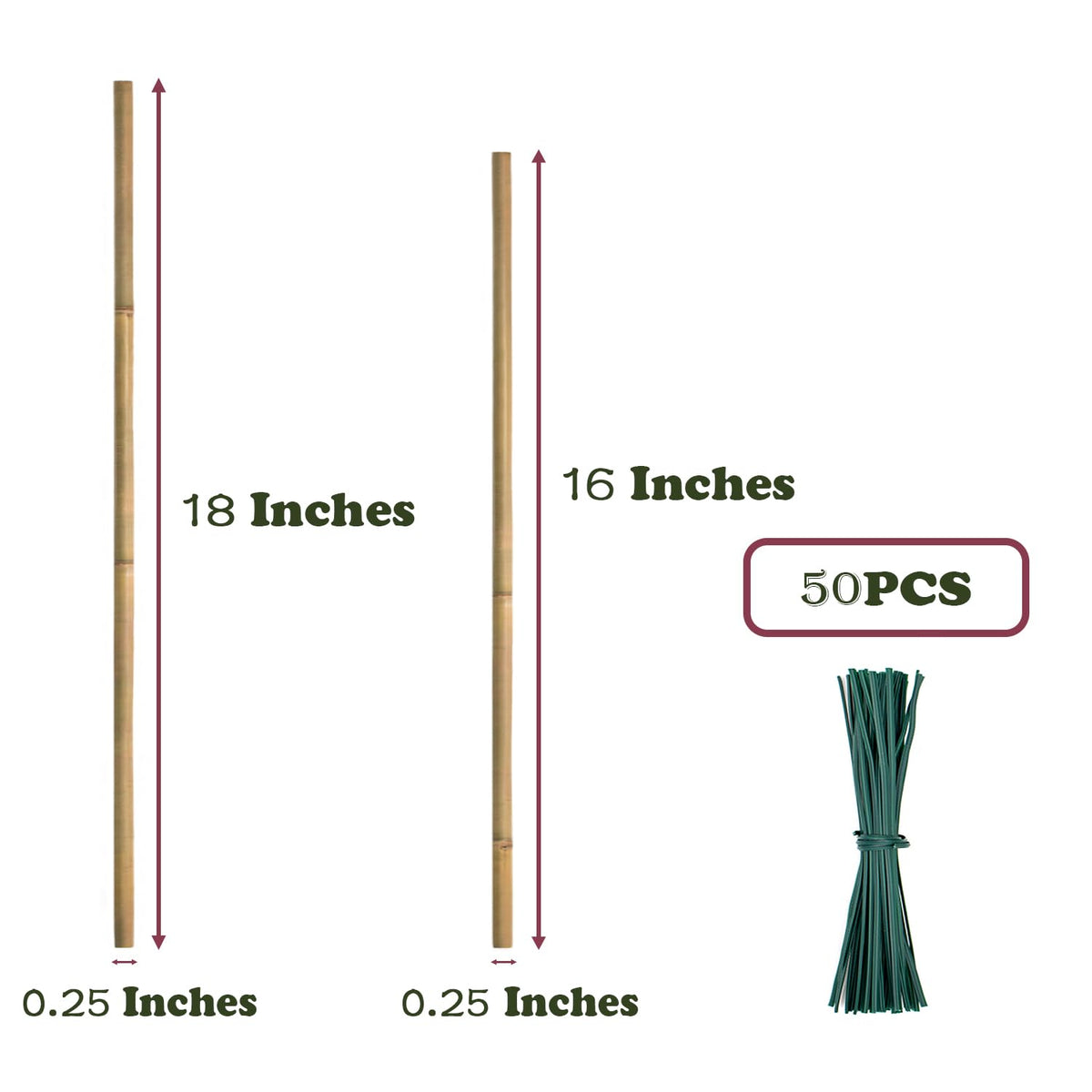 POLIUMB natural bamboo stake bundle ready for garden use.