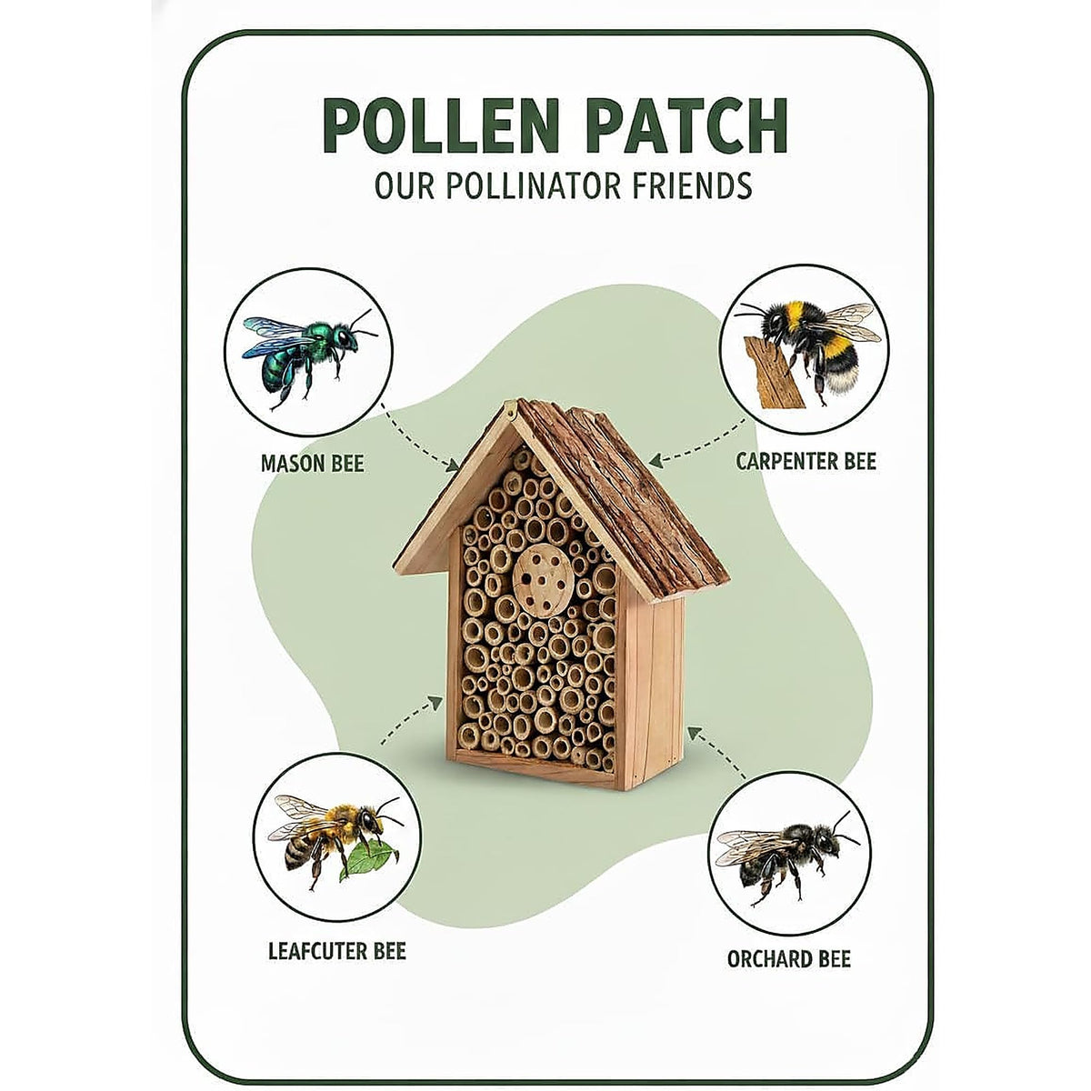 Pollen Patch Redwood Mason Bee House weatherproof design; built to endure seasons.