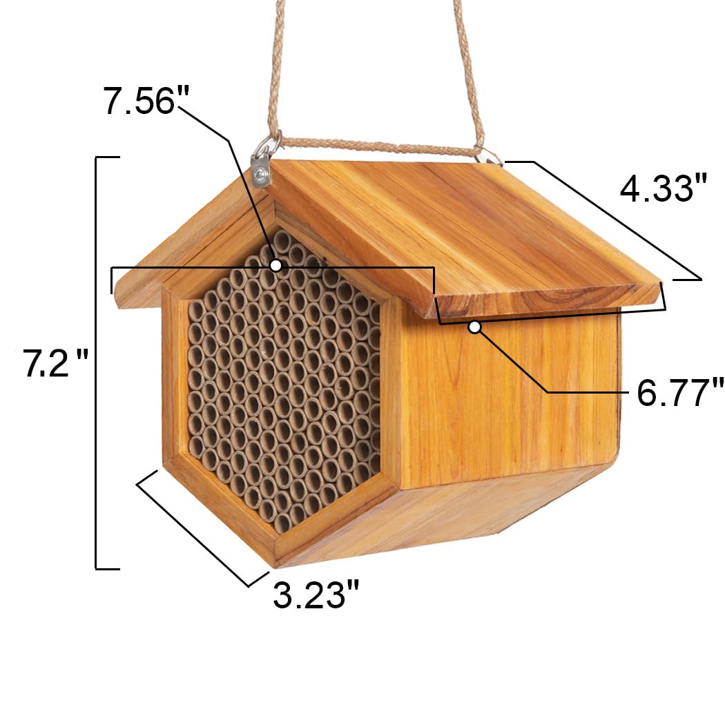 POLLIBEE complete bee house with hook and nails plus hanging rope included.
