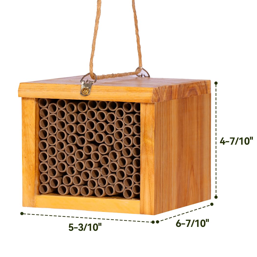 POLLIBEE Mason Bee House durable wood with waterproof wax coating