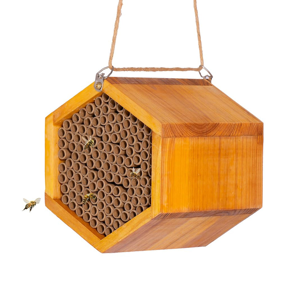 Pollibee Mason Bee House assembled for ready-to-hang garden pollination