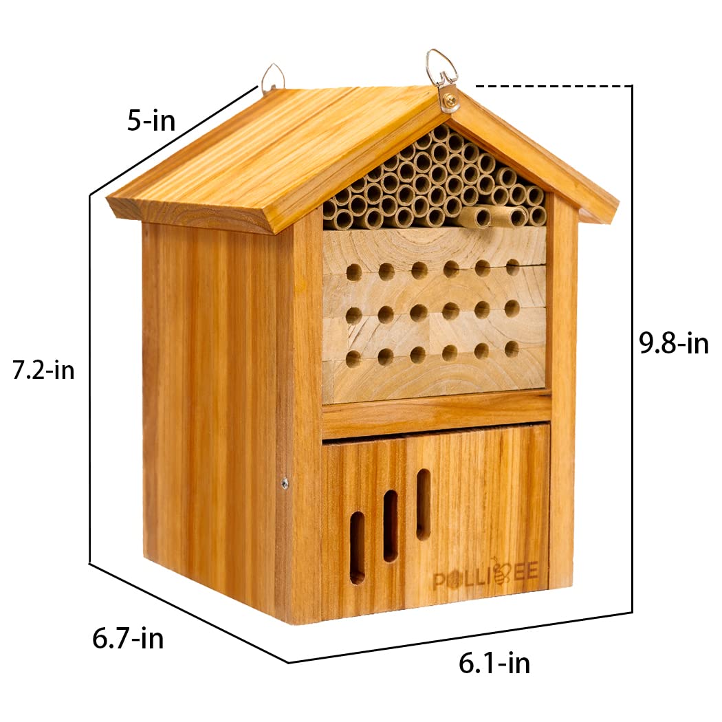 POLLIBEE Mason Bee House stainless steel clip for easy hanging