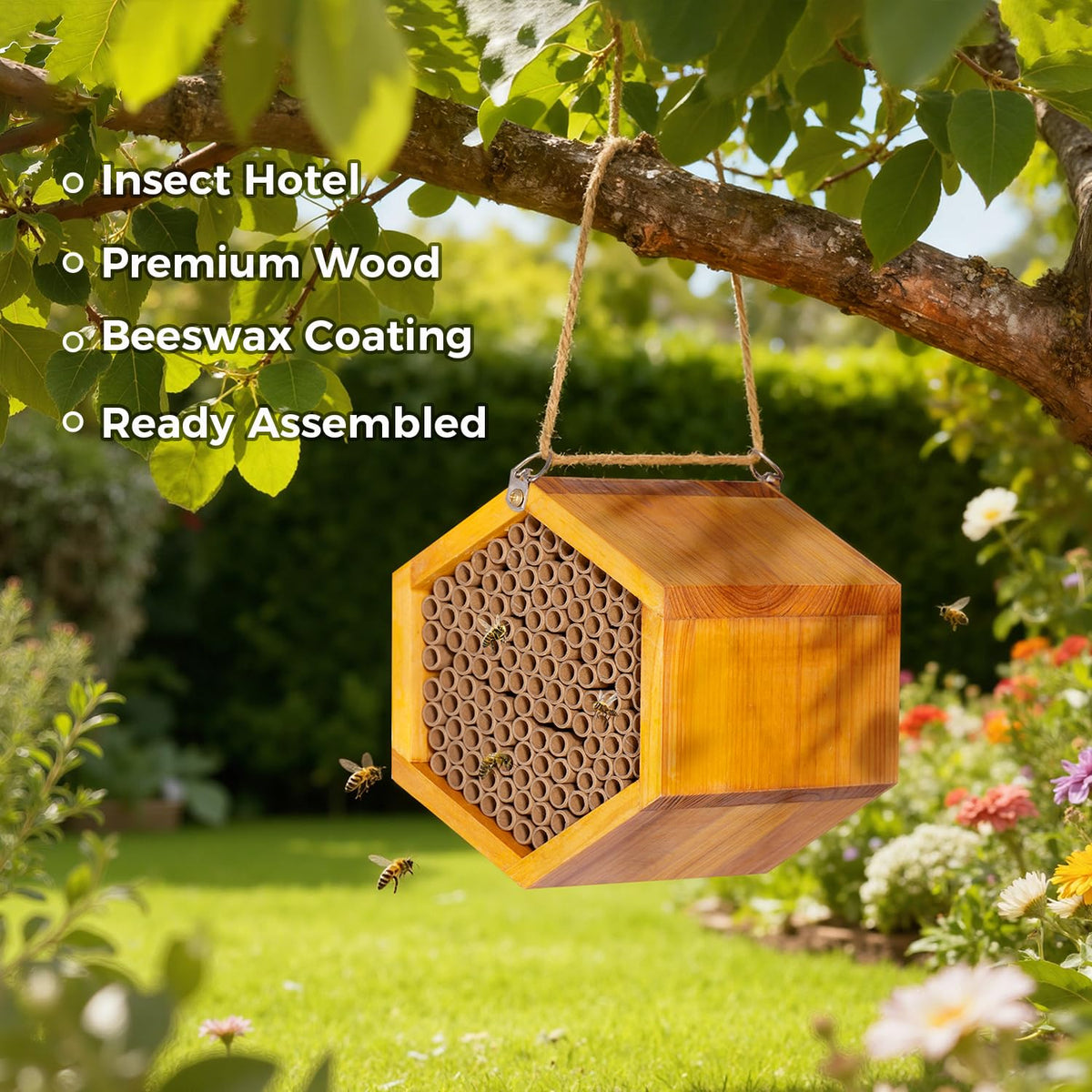 Pollibee wax-coated beehive provides weatherproof shelter for mason bees