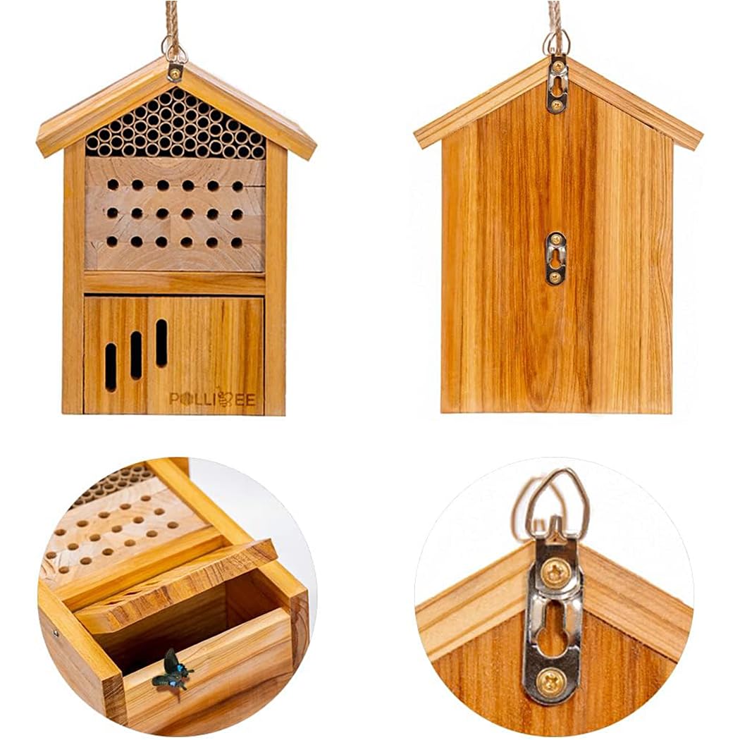 POLLIBEE Mason Bee House wood block habitat for stable nesting