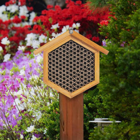 Garden-friendly POLLIBEE bee hotel supports pollination and biodiversity in your space.