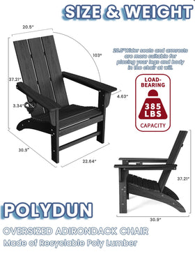 POLYDUN Adirondack chair in backyard setup, all-weather seating by a fire pit
