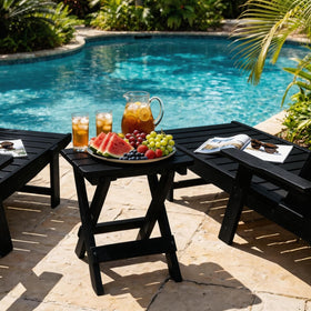Polyhouz folding outdoor side table open top with usable surface.