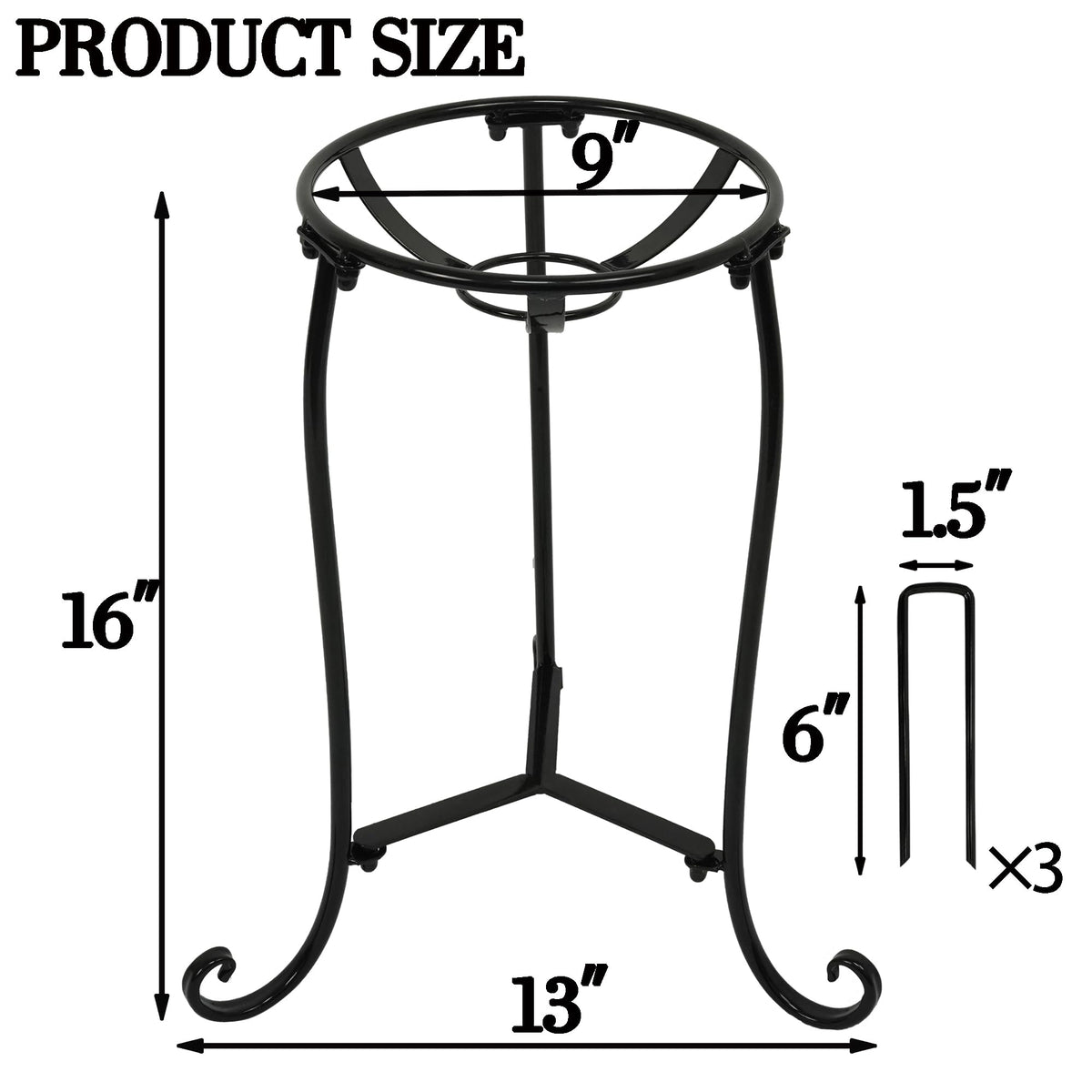 Polyjkl black metal gazing ball holder adds stable garden decor
