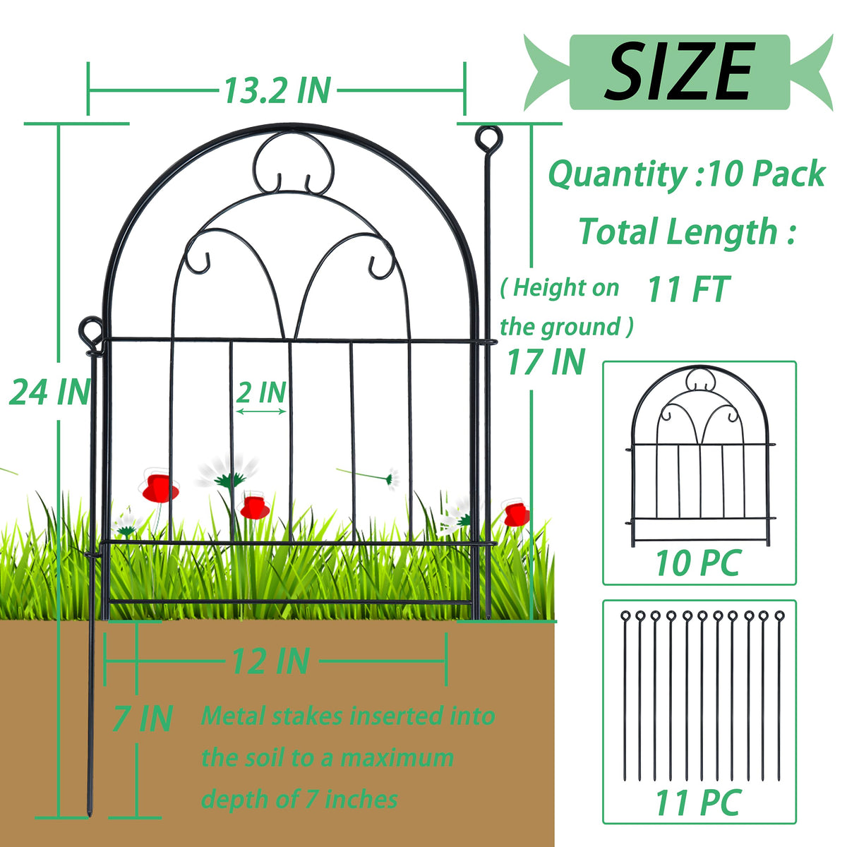 Polyjkl garden fence arch pattern adds decorative border to outdoor spaces