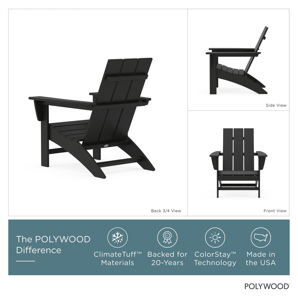 Polywood Adirondack chair close-up wood texture with fade-resistant finish