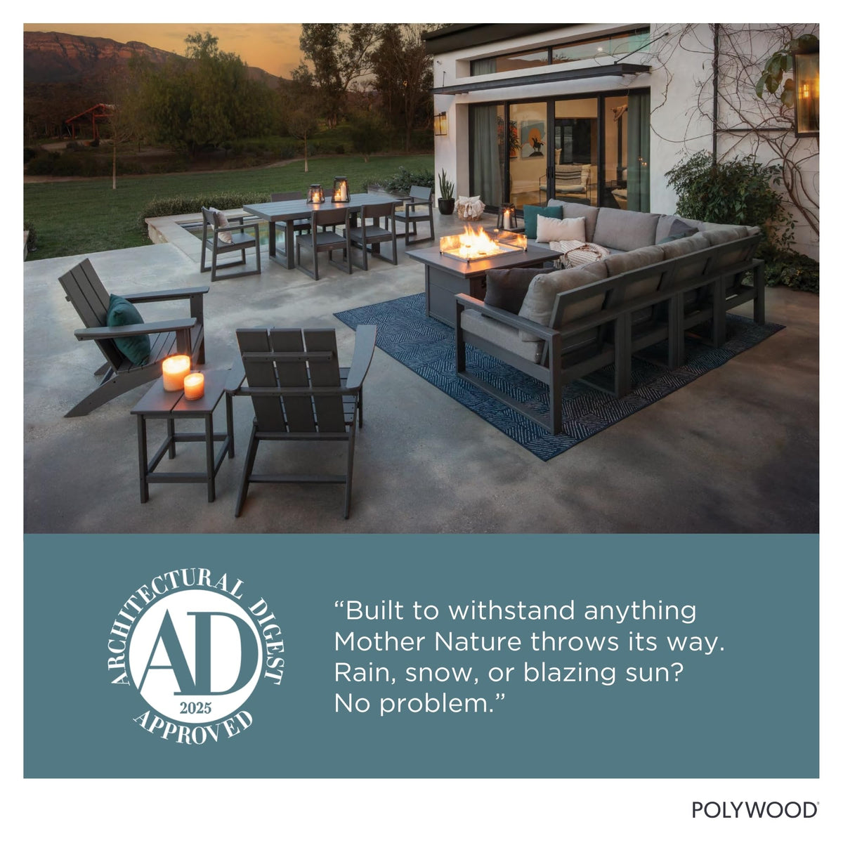 Polywood made-in-the-usa Adirondack chair suited for deck