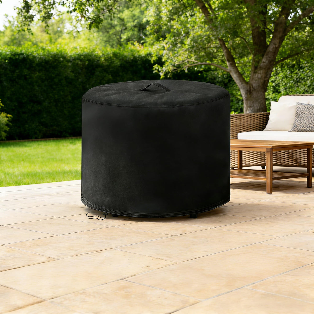 POMER Bali Outdoors setup-ready cover protects your outdoor fire pit