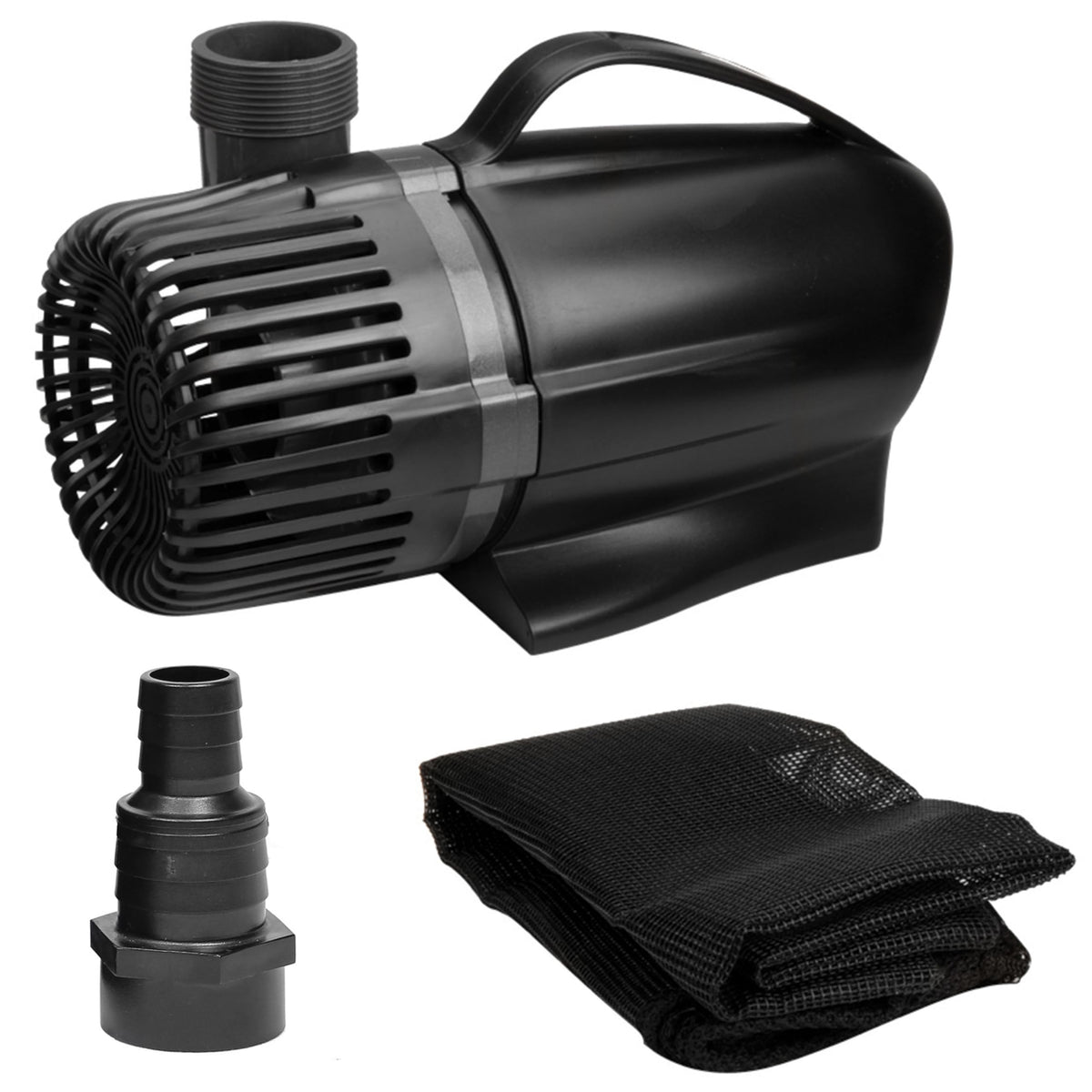 Pond Boss 2300 GPH waterfall pump front view for a dramatic backyard waterfall